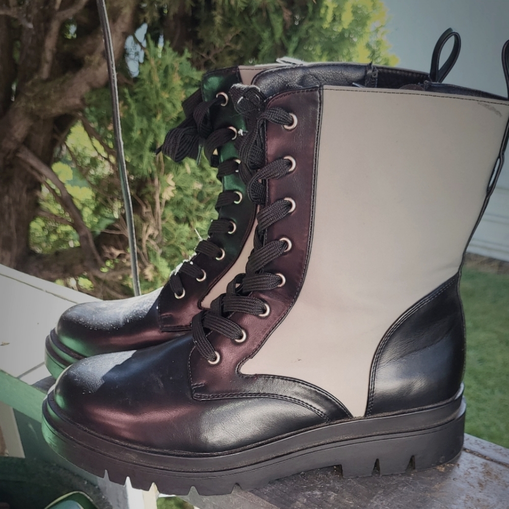 Zip up combat boots